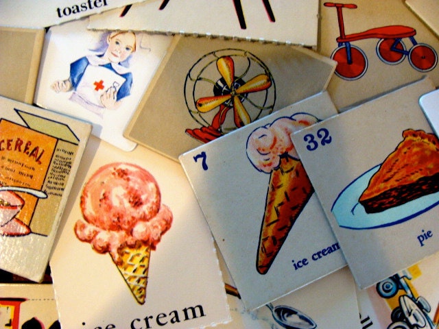 One Dozen Antique and Vintage Picture Lotto Cards