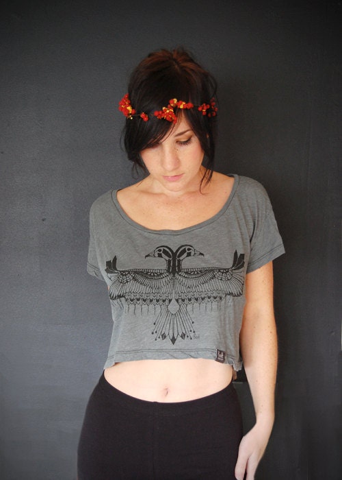 Reverie - Crop Top Cropped tshirt - in Mossy Green - by Bark Decor