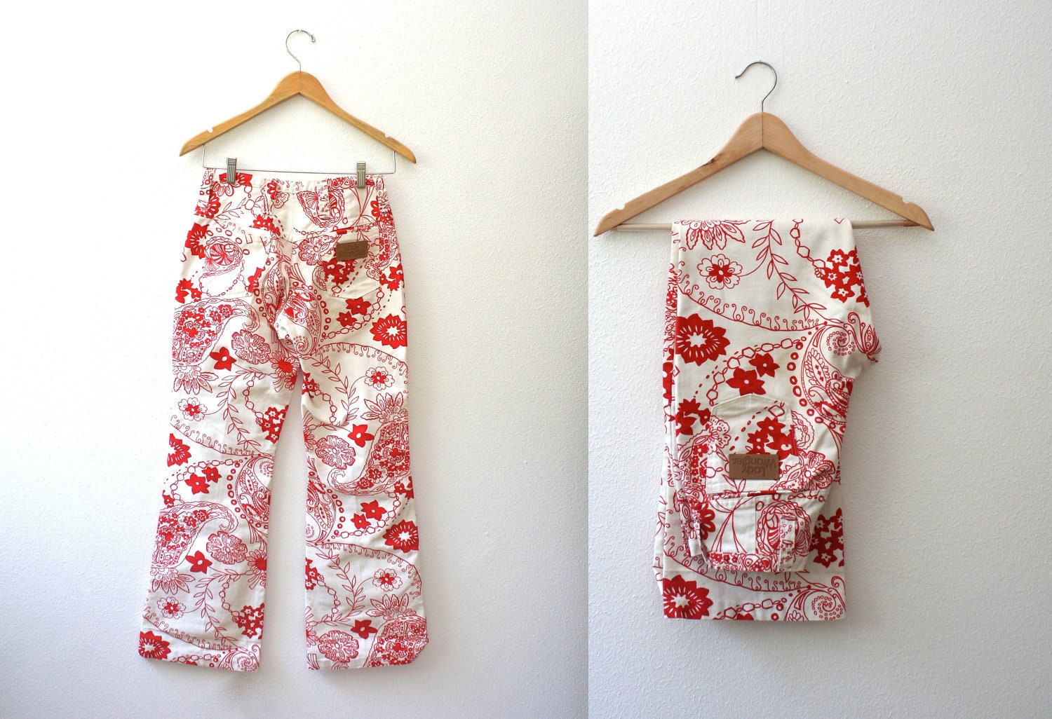 SALE vintage 70s jeans : Paisley Print