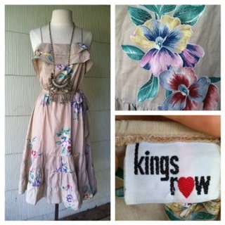 VINTAGE 70s floral ruffled prairie dress