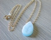 Blue Druzy Pendant Necklace