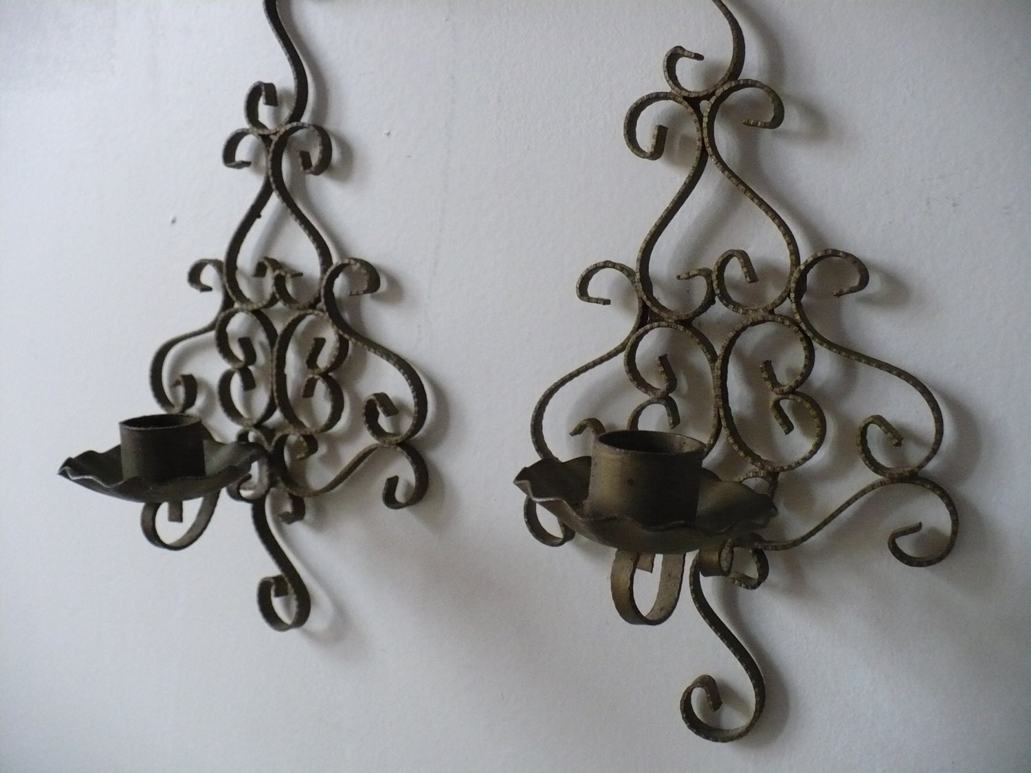 Vintage Pair of Ornate Candle Wall Sconces