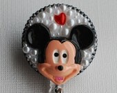 I Heart Mickey Mouse Vintage Zipper ID Badge Reel
