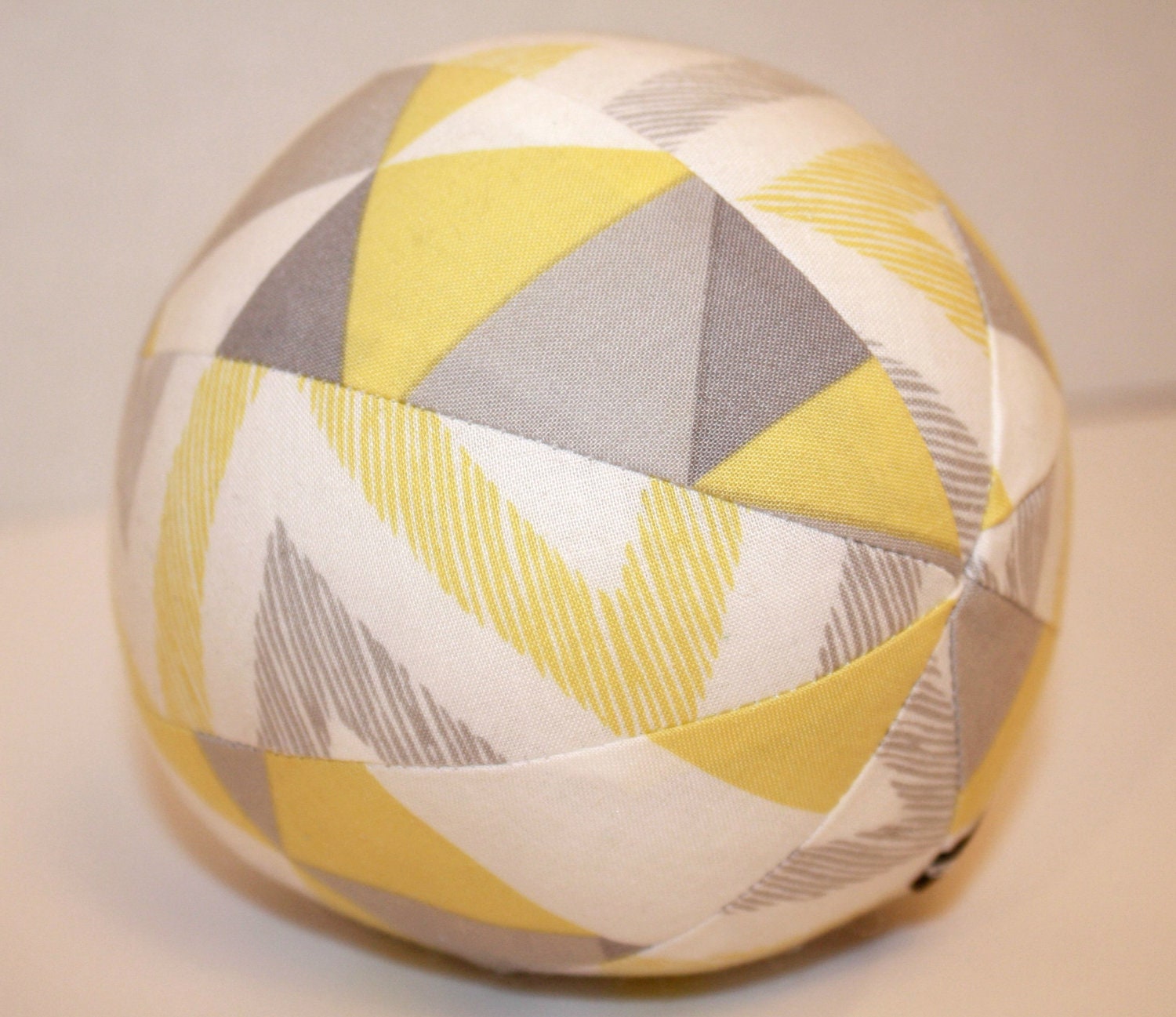 Yellow and Grey Geometric - Organic Toy Rattle Ball - Girls or Boys - Gender Neutral -  Small Size