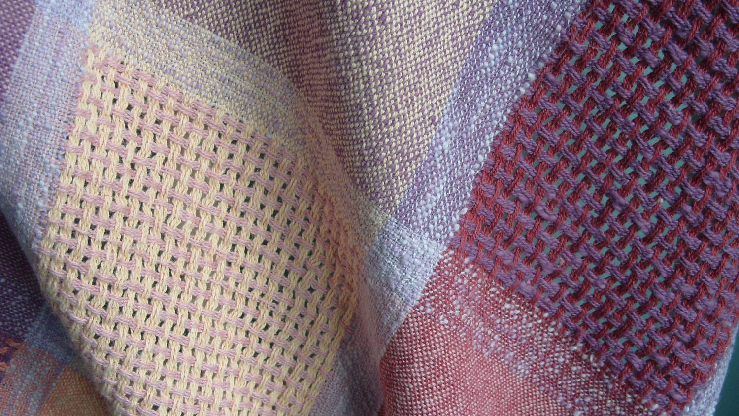 Handwoven Baby Blanket - Girl - Handwoven Square - Table Cloth - Runner