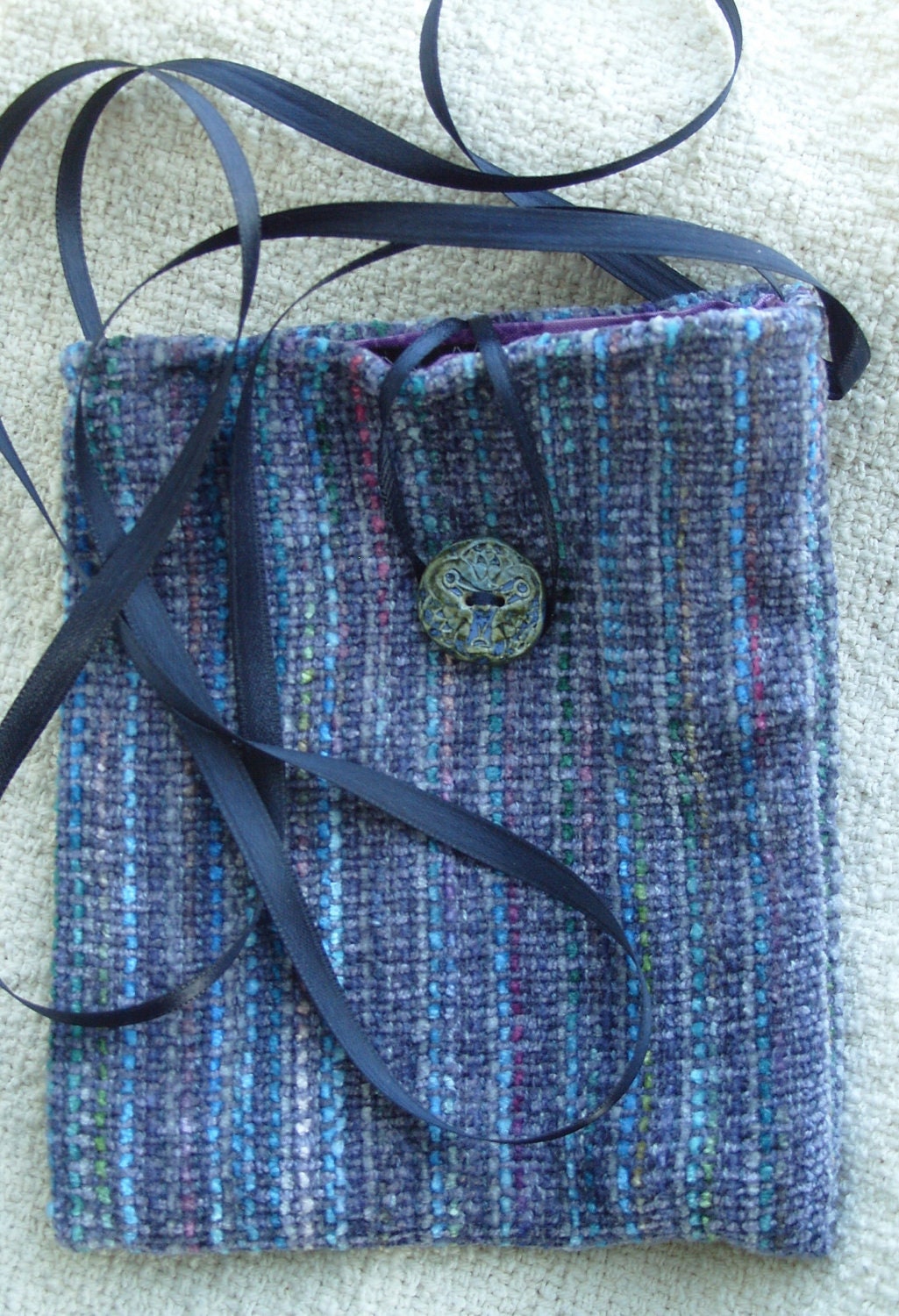 Small Handwoven Purse with Handmade Button