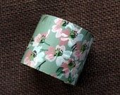 Pink Cherry Blossoms Vintage Wallpaper Cuff Bracelet