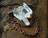 Quartz Tribal Necklace.  Tumbled Quartz Point and Copper Necklace