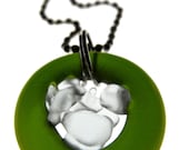 Simply Upcycled Glass Pendant Necklace - Green and Clear