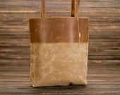 waxed canvas and leather tote in field tan