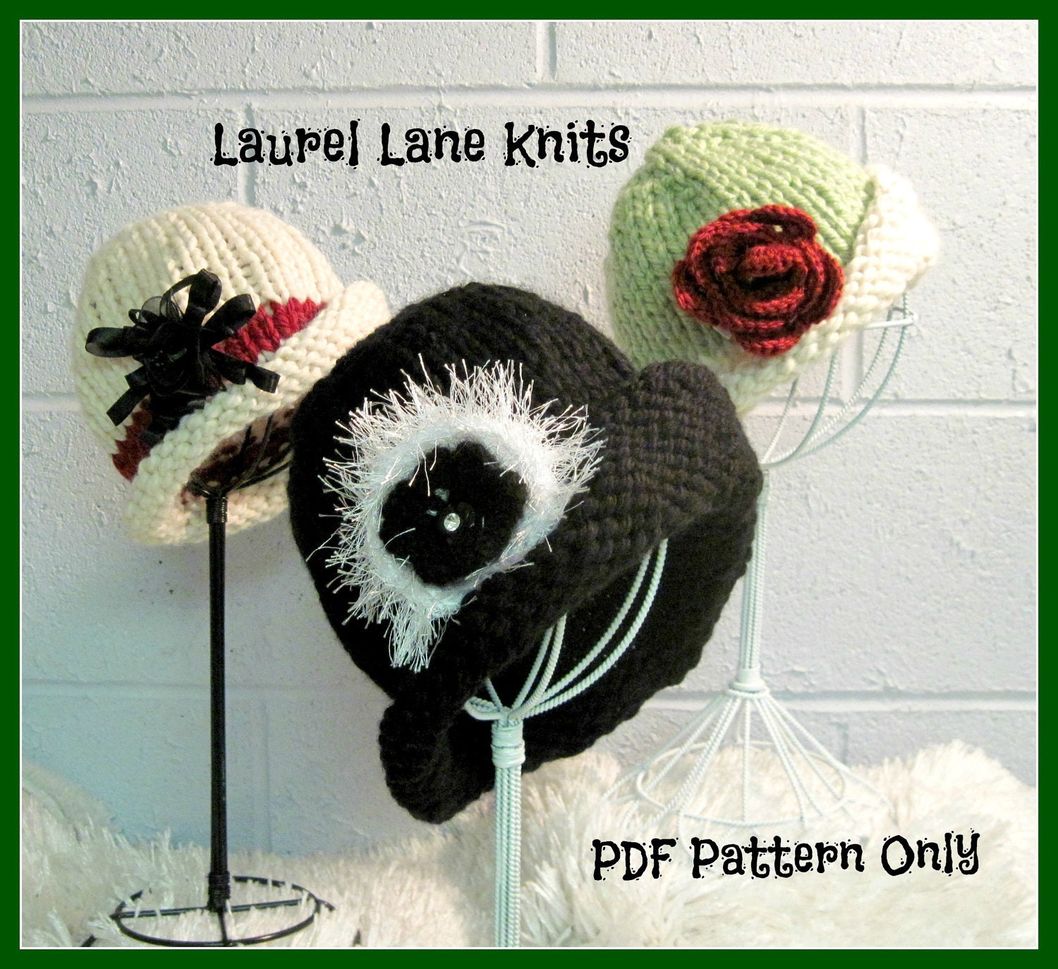 Flapper Cloche Hat in Bulky Yarn  Knitting Pattern  Sized  Child  Teen and Adult