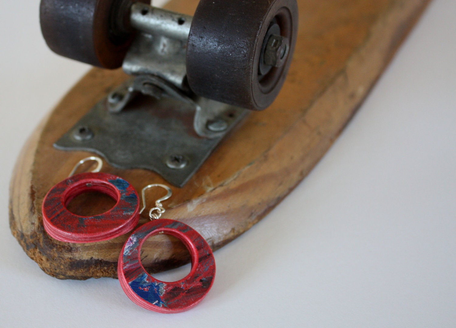 Recycled Skateboard Small Hoop Earrings-Sail Away with Me