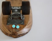 Recycled Skateboard Itty Bitty Stud Earrings-Aqua