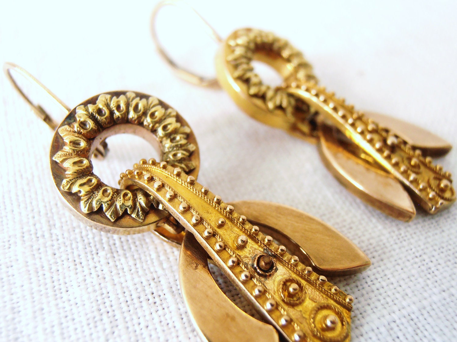 Vintage Victorian 14k Yellow Gold Earrings