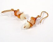 Rose Quartz Earrings, Rhodonite Earrings, Pagoda Earrings, Pale Pink Earrings, MOP Earrings, Copper Jewelry