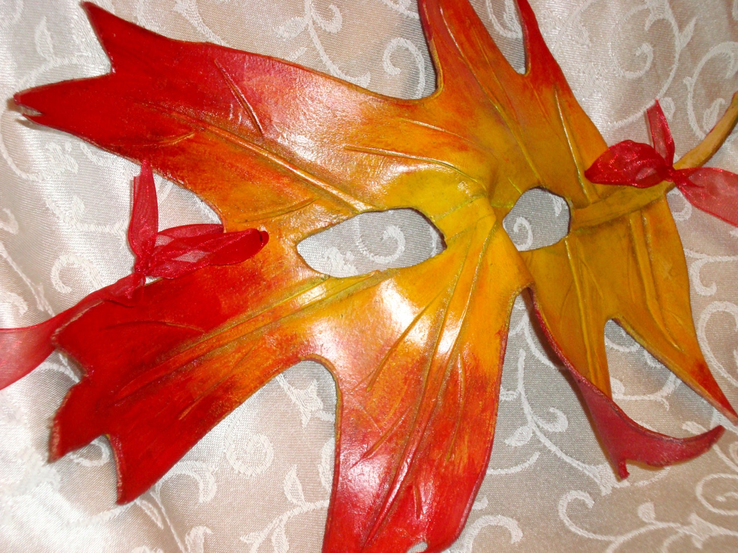 Leather Autumn Oak Leaf Mask