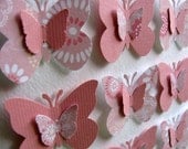 Salmon Peach and Ivory Layered 3D Butterfly Art - 8X8 inches