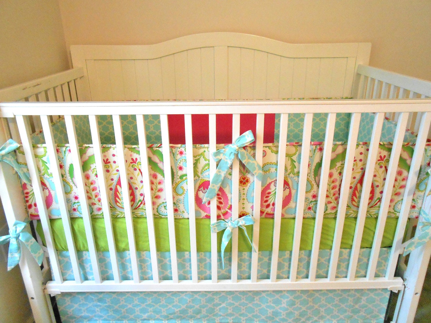 Crib Bedding Set Pink Aqua