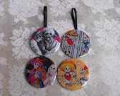 Skeleton Day of the Dead Decorated Ornaments/Magnets - Set of 4