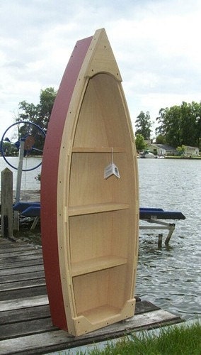 4 foot unfinished row boat shelf bookcase bookshelf hand crafted canoe nautical