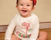 First Christmas Onesie Long Sleeve Baby Bodysuit by Mumsy Goose Newborn Rompers to Kids Tees