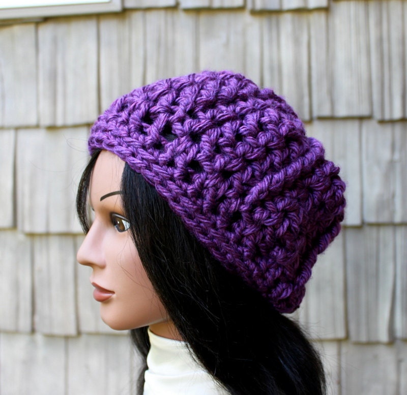 Chunky VStitch Deep Purple Slacker Hat - READY to SHIP