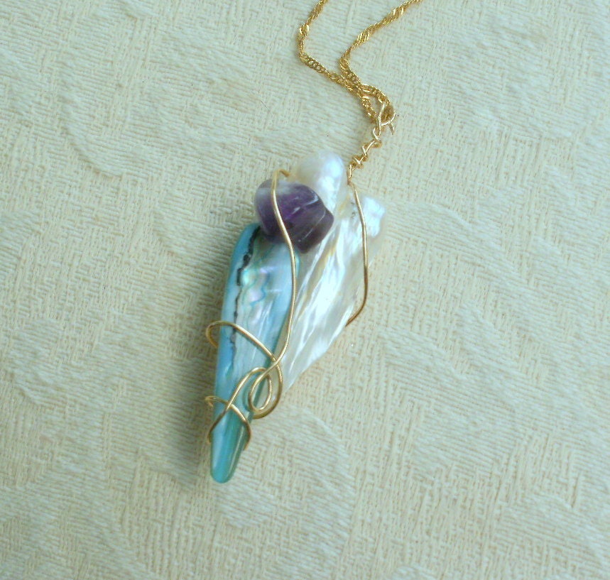 Amethyst and Mother of Pearl Necklace