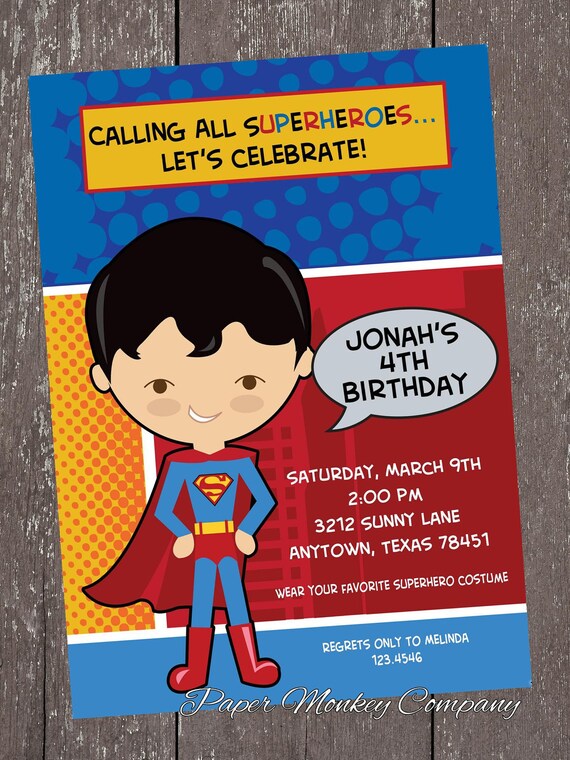 Superhero Superman Invitations Il_570xn
