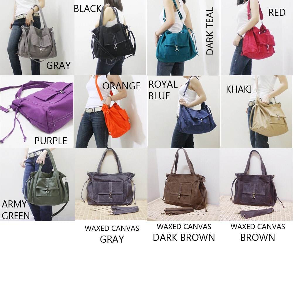 MAY Sale - BLACK Canvas Women Double Straps Shoulder Bag, Tote, Crossbody Messenger, Diapers Bag, Laptop, School Bag, Handbag - EZ