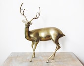 vintage large brass deer / brass buck - RustBeltThreads