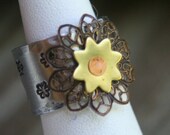 RING aluminum hand formed and stamped ring FLOWER