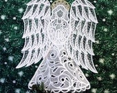 Victorian Lace Angel Tree Topper with Gold Halo
