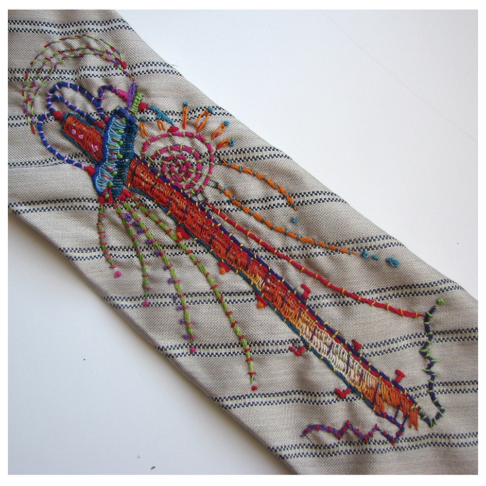 Fabulous Utility Pole Hand Embroidered Tie