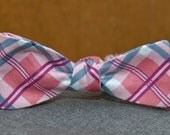 Kiddo sized Pink, Gray and White Plaid Bow Tie