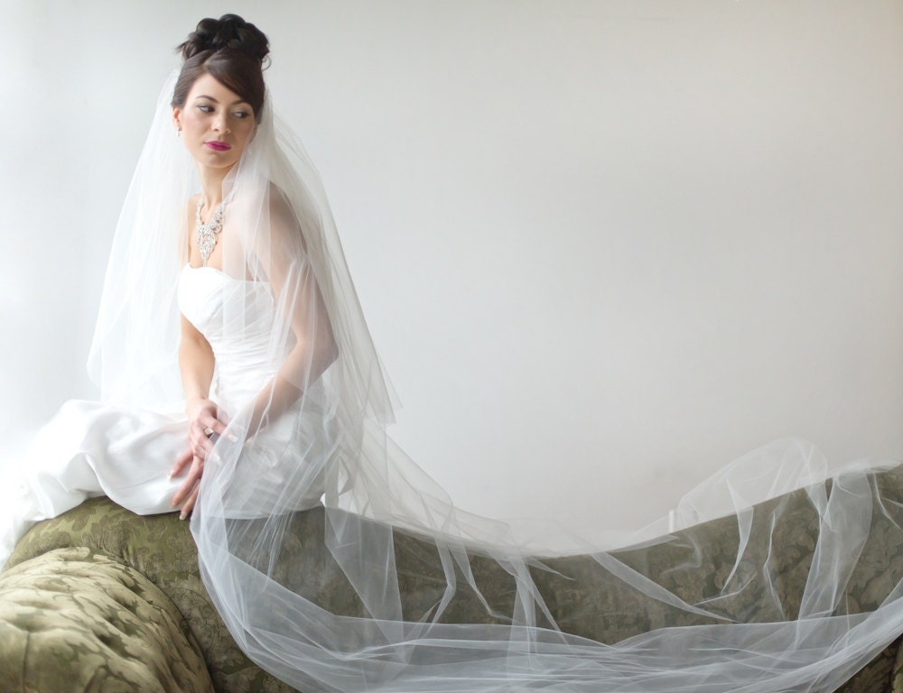 Bridal Veil, Traditional Veil,  Two Layer Cathedral Veil, Wedding Veil, Wedding Hair Accessory, Long Veil