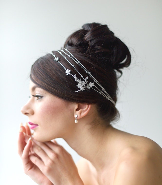 Bridal Hair Accessory, Crystal Thread Hair Wrap, Wedding Head Piece, Wedding Hair Accessory, Bridal Headband