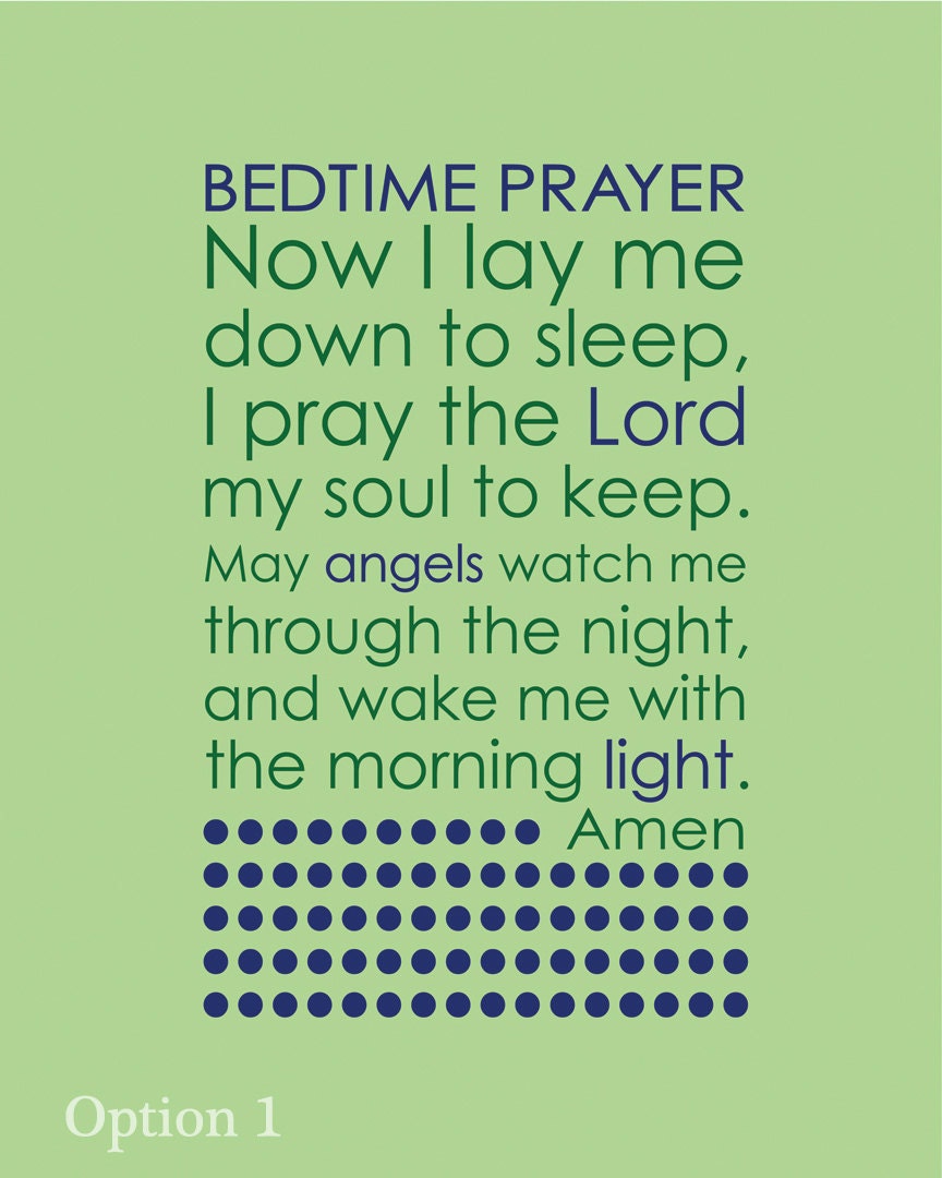 Bedtime Prayer in green and navy 3 options to choose from