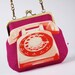 Clutch bag - Rotary phone in ambrosia - metal frame purse with shoulder strap