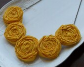 Yellow Rosette Bib Necklace