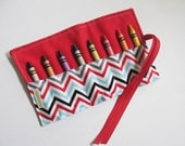 Crayon Roll - Zig Zag with red (holds 8)