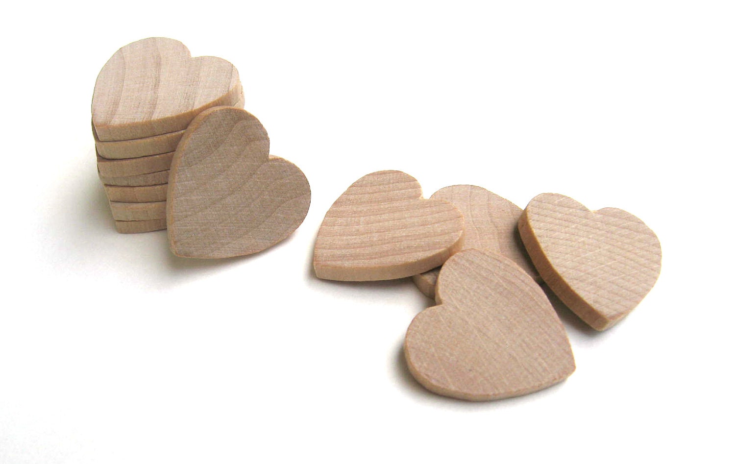 75 - 1" Unfinished Wood Hearts - 1 Inch (25 mm) - Wooden Hearts Perfect for Weddings