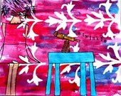 Mixed Media Original 9x12 Twinkle little star on Watercolor Paper Art and Words