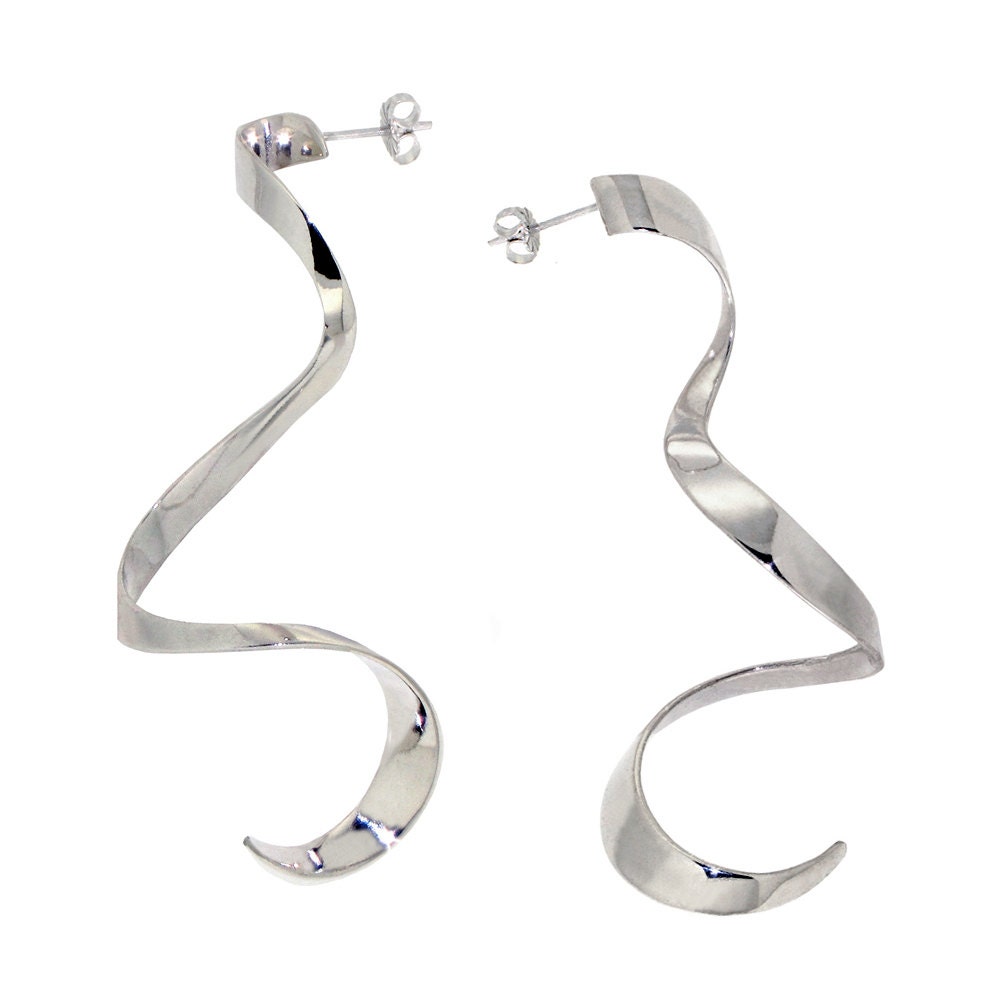 WHIRLING Spiral earrings Unique Silver Earrings, Large Silver earrings, Designer  Earrings, Italian fine jewelry