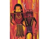 Kachina Native American Southwest Folk Art Figures Original Painting Wall Decor OOAK 9 x 12
