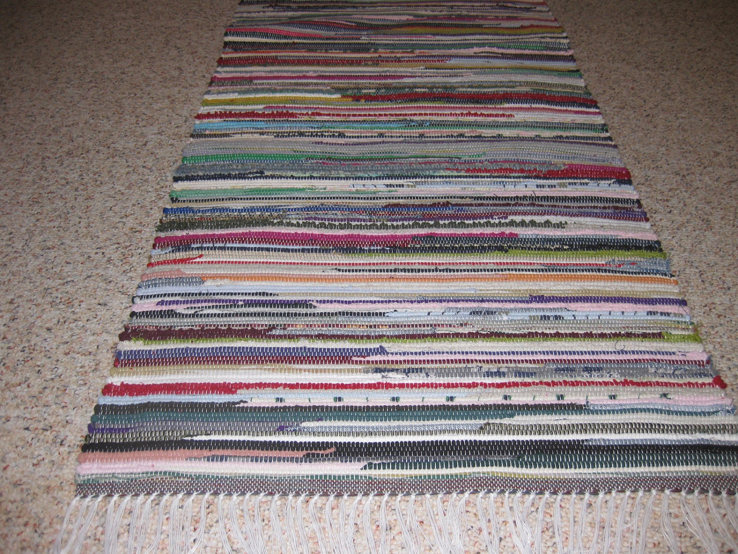 Handwoven Scrappy Multi Rag Rug 25 x 94