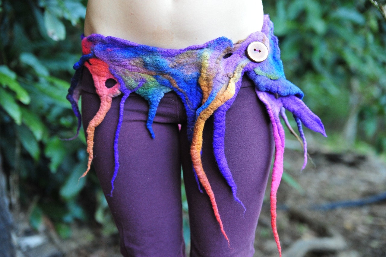 Felt Melted Holey Rainbow Pixie Fairy Belt OOAK