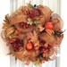 Deco Mesh FALL Wreath Brown Copper Apples Hydrangeas Door Wreath