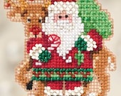 MILL HILL KIT - Winter Holiday Collection, Santa and Rudolph - Christmas Ornament Counted Cross Stitch Kit