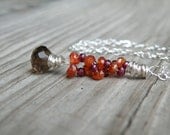 Autumn Necklace, gemstone necklace, smokey quartz, leaves