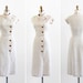 vintage 1940s dress / 40s dress / Natural Linen Wiggle Dress with Asymmetrical Collar